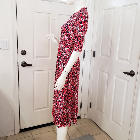 Vince Camuto Red and Black Patterned Midi Dress - Picture 4 of 12